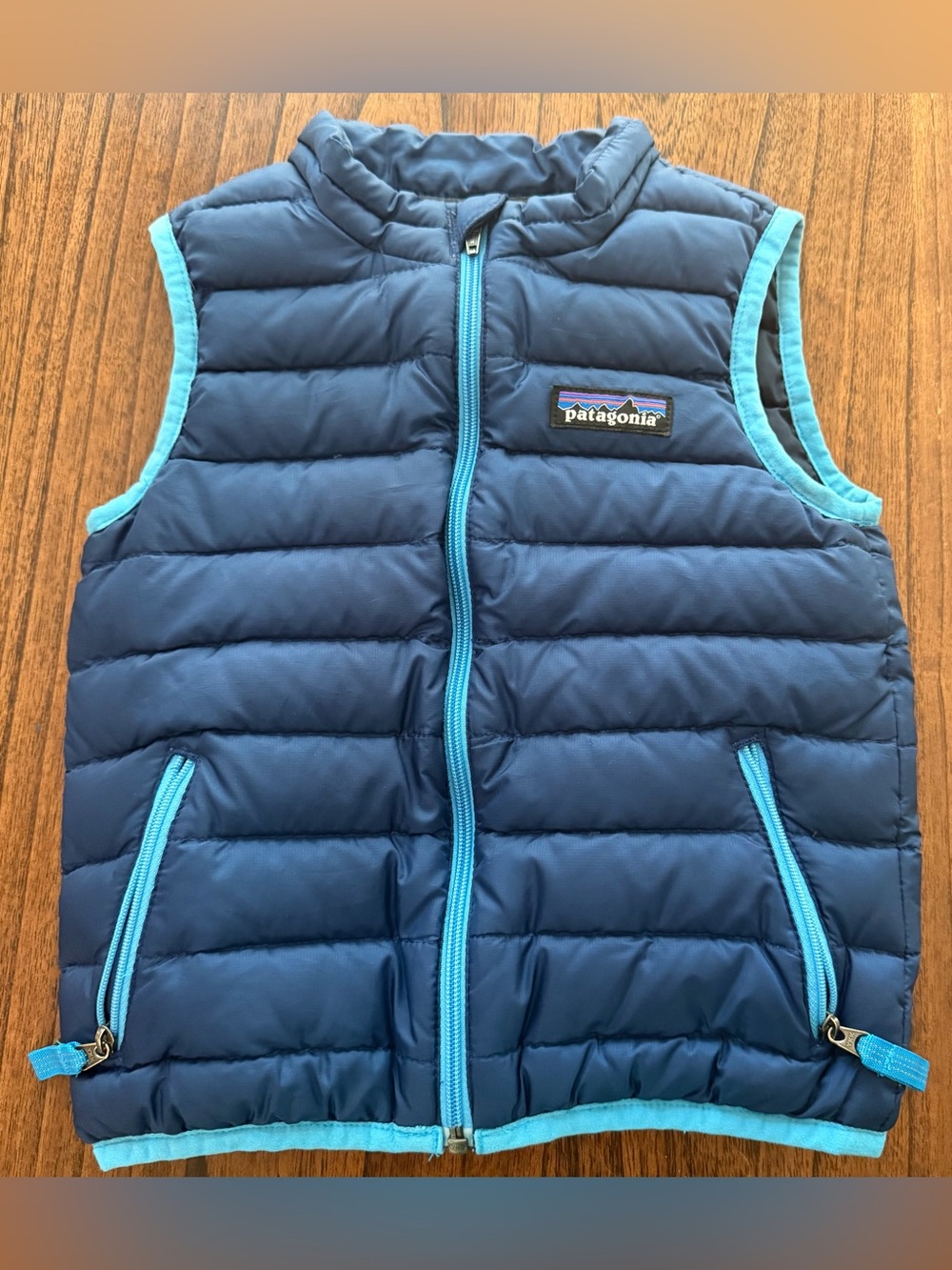 Patagonia Infant Navy Blue Vest with Light Blue Trim